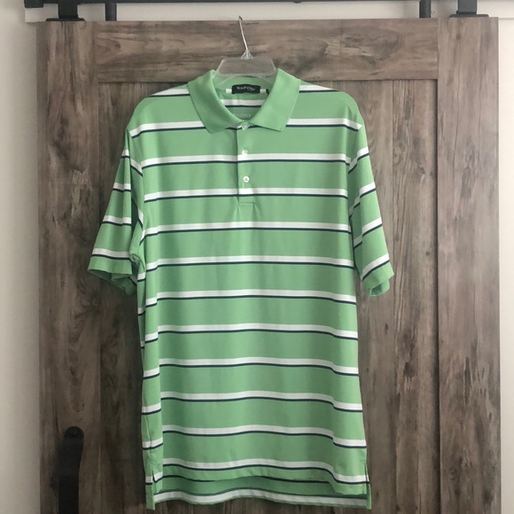 Large Green Stripe Tour Play Golf Shirt - Picture 1 of 2
